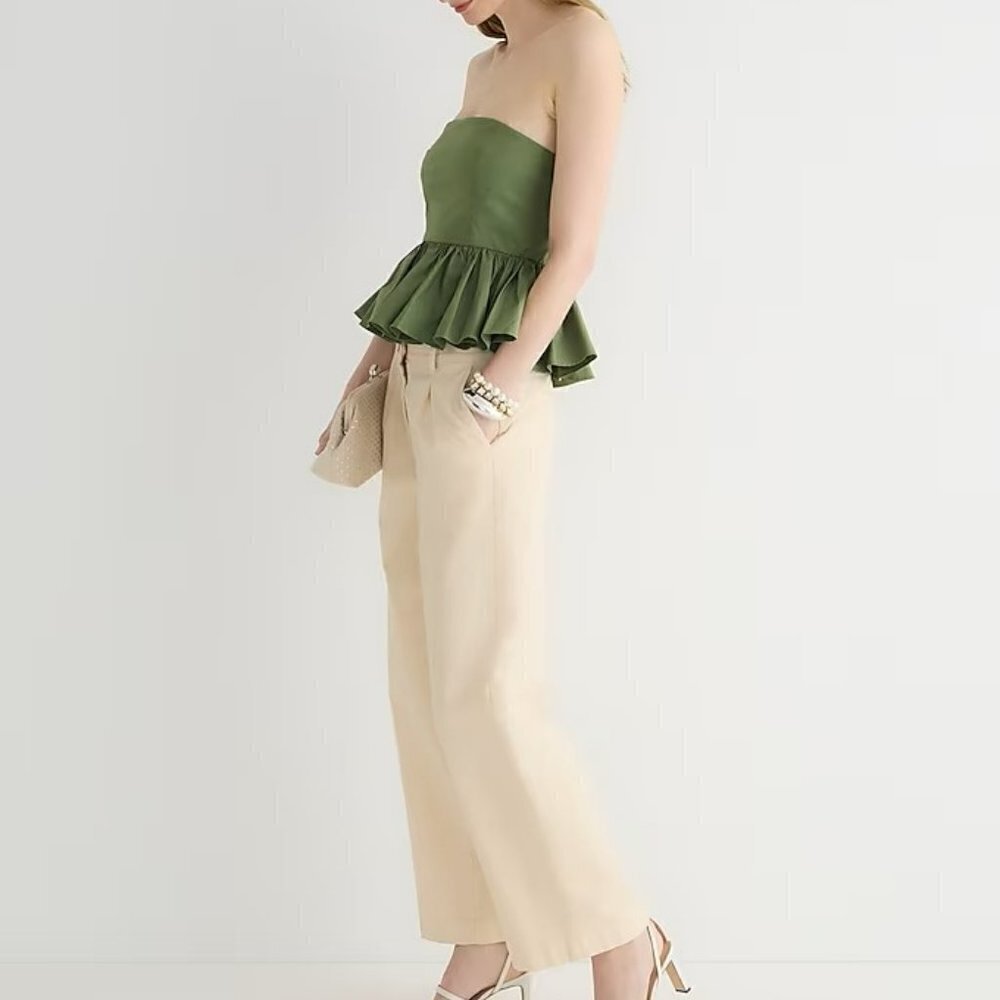 NWT - J. Crew Strapless peplum top in stretch cotton poplin blend - Picture 2 of 5